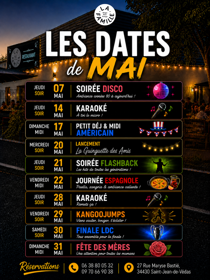 Visuel événement — Fête des Mères et dates à La Famille